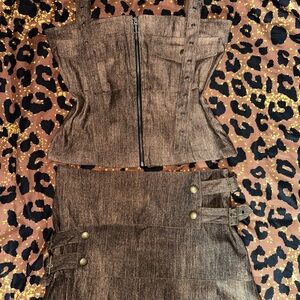 Brown Corset Top and Skirt Set